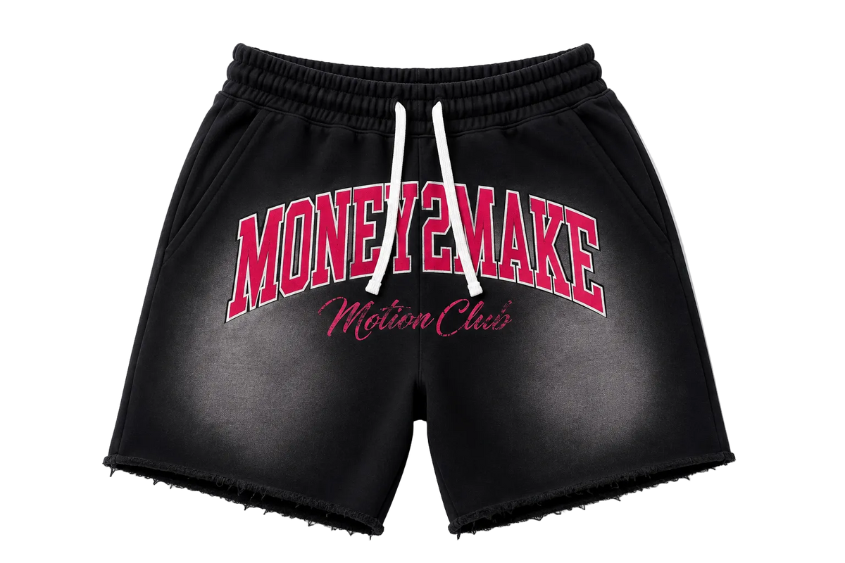 Money2Make Motion Club Sunfade Shorts – Black & Pink