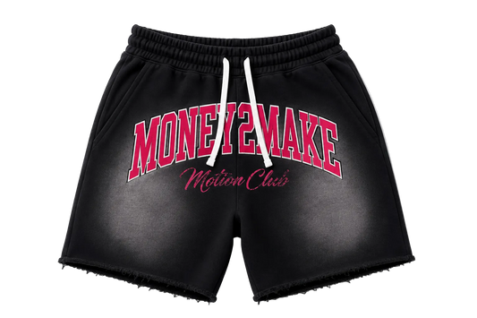 Money2Make Motion Club Sunfade Shorts – Black & Pink